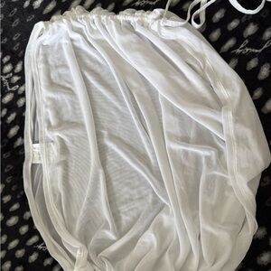 White Sheer Drawstring Skirt